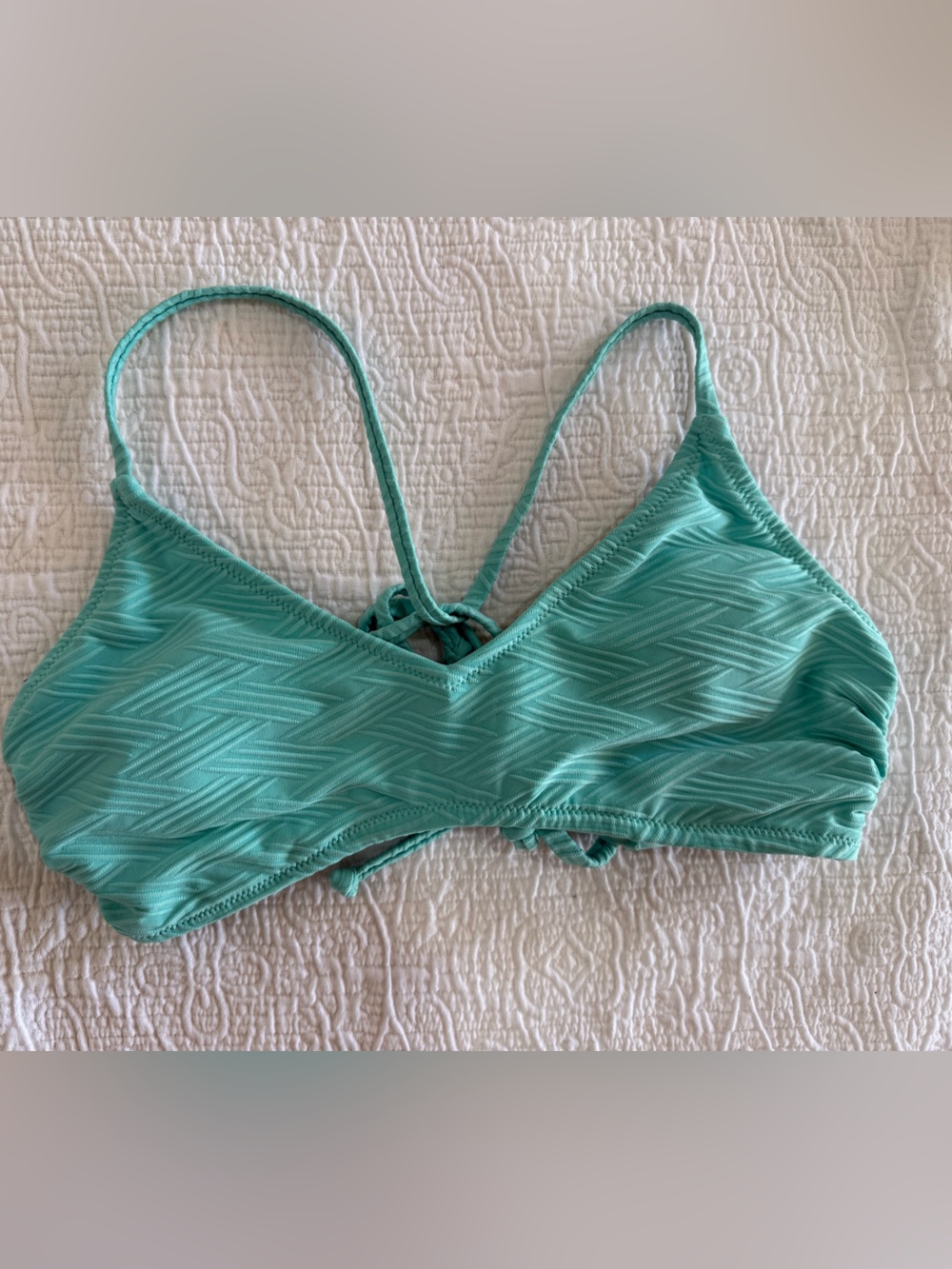 Fashion Nova Seafoam Textured Bikini Top